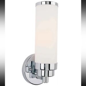 New Forte Lighting 50012-01-05 Wall Sconce Chrome 1 Light Satin Opal Glass